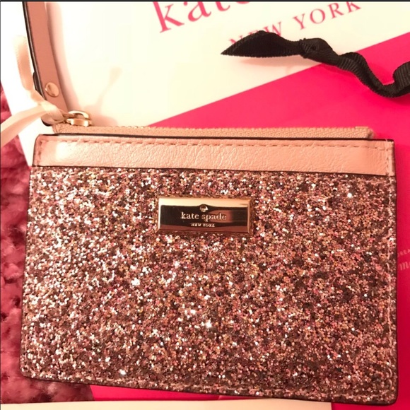 ✨SOLD✨ 🆕 kate spade ♠️ New York Sunset Lane Card Case Wallet -Rose Gold - Picture 1 of 3